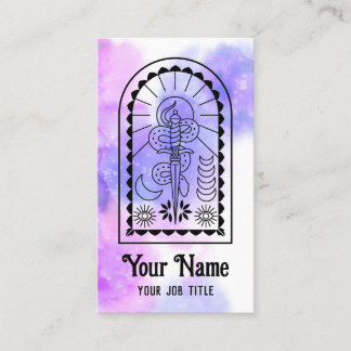 Tarjeta De Visita Mystic Snake Sword Moon Spiritual Witchy