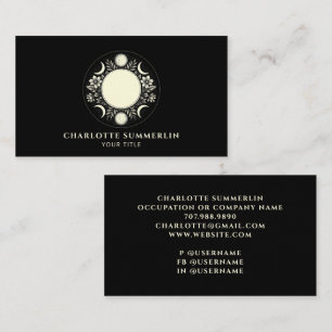 Tarjeta De Visita Mystical Celestial Cream Black Sun Moon