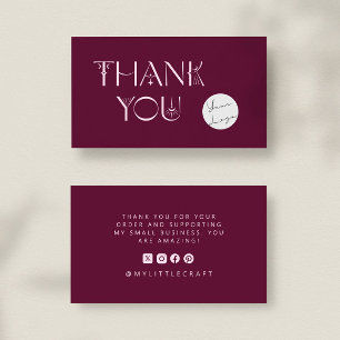 Tarjeta De Visita Mystical Gracias Por Comprar Cranberry Pequeña