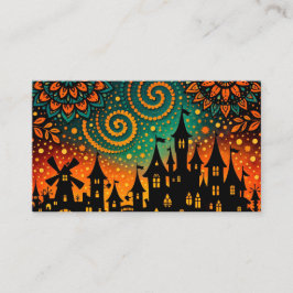 Tarjeta De Visita Mystical Night Castle Silhouette