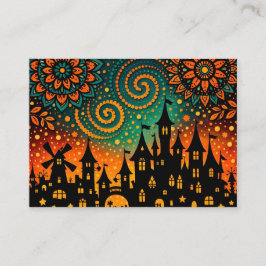 Tarjeta De Visita Mystical Night Castle Silhouette