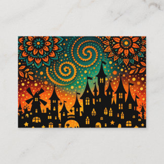 Tarjeta De Visita Mystical Night Castle Silhouette