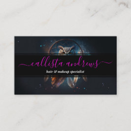 Tarjeta De Visita Mystical Space Owl with Dreamcatcher Art