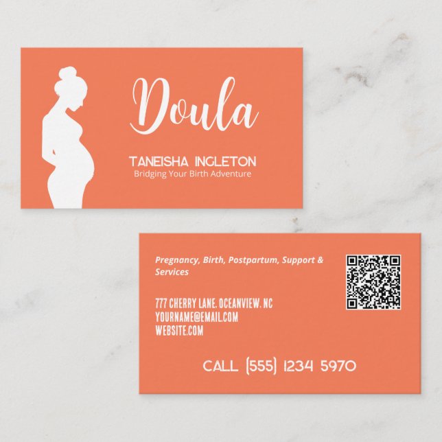 Tarjeta De Visita Nacimiento y postparto Doula Personalizado QR (Anverso / Reverso)