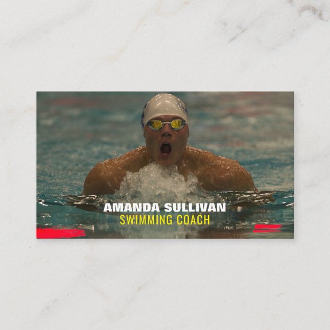 Tarjeta De Visita Nadador, Entrenador De Natación Y Salvavidas (Anverso)