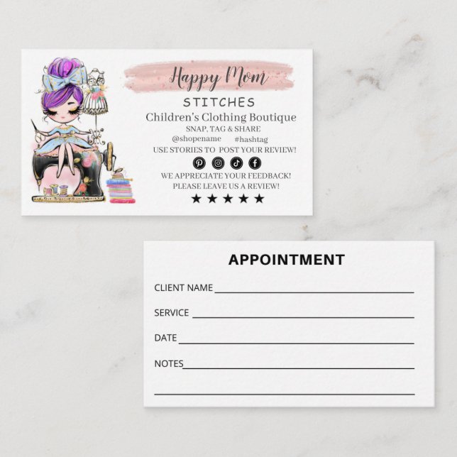 Tarjeta De Visita Nähen der Visitenkartenfashion-Designer (Anverso / Reverso)