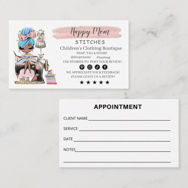 Tarjeta De Visita Nähen der Visitenkartenfashion-Designer (Anverso / Reverso)