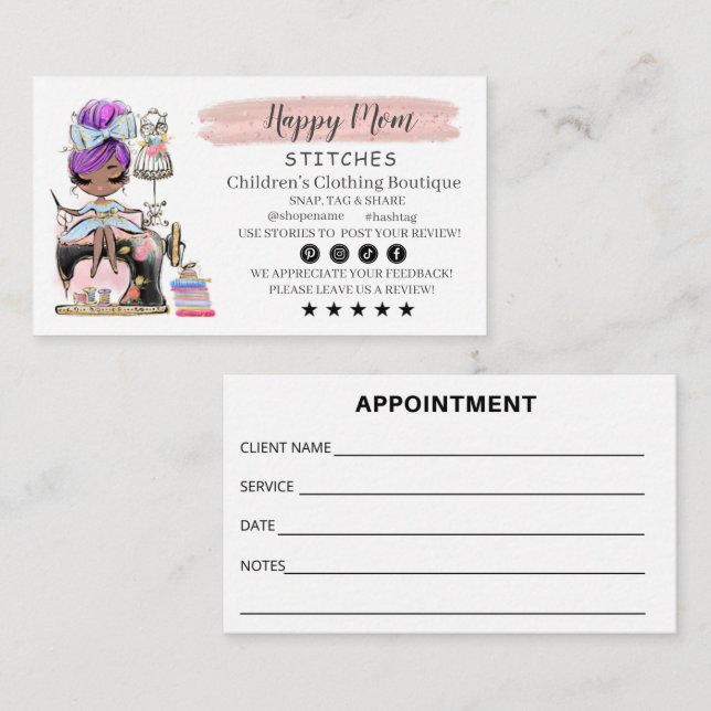 Tarjeta De Visita Nähen der Visitenkartenfashion-Designer (Anverso / Reverso)