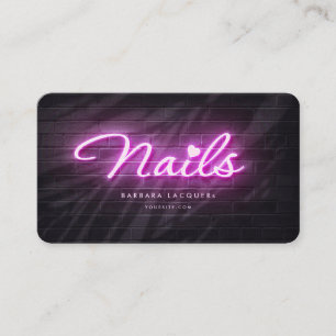 Tarjeta De Visita Nail Art Manicure Beauty Salon Neon Pink Purple