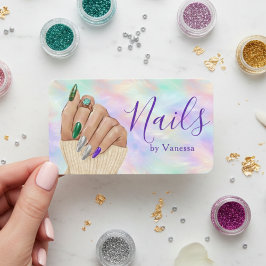 Tarjeta De Visita Nail Art Studio Manicurist Artist Iridescent Opal