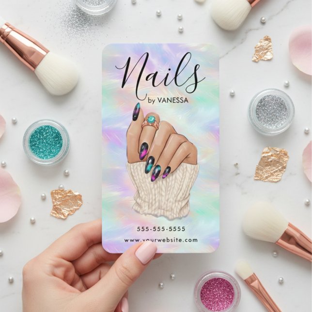 Tarjeta De Visita Nail Art Studio Manicurist Artist Stylish Opal (Subido por el creador)