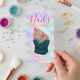 Tarjeta De Visita Nail Art Studio Stylish Opal Manicurist Artist