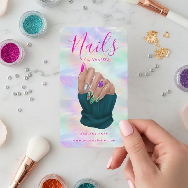 Tarjeta De Visita Nail Art Studio Stylish Opal Manicurist Artist (Subido por el creador)