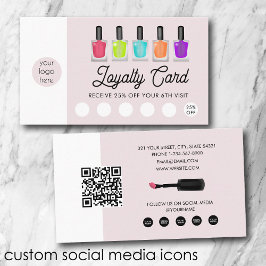 Tarjeta De Visita Nail Artist Business Logo QR Code Loyalty 