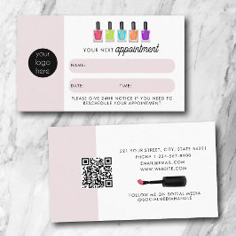 Tarjeta De Visita Nail Artist Client Appointment Card QR Code Logo