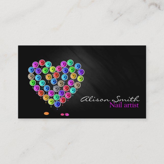 Tarjeta De Visita Nail Artist / Heart of Nail Polish (Anverso)