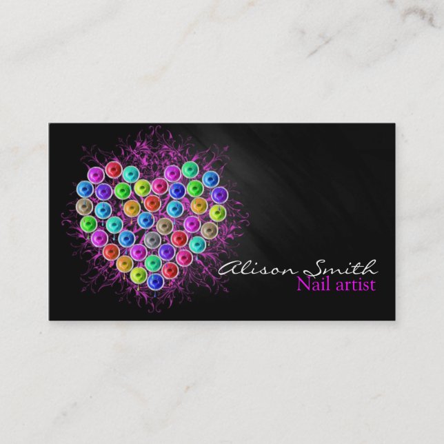 Tarjeta De Visita Nail Artist / Heart of Nail Polish (Anverso)