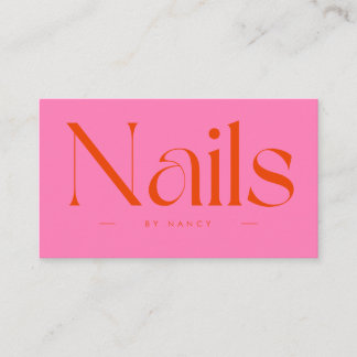 Tarjeta De Visita Nail Artist Hot Pink Red Typography 