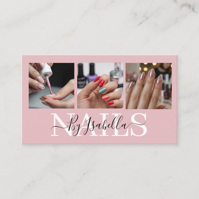 Tarjeta De Visita  Nail Artist Studio Photo Typography (Anverso)