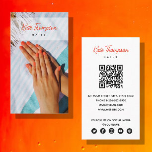 Tarjeta De Visita Nail Beaty Salon Makeup Artista Foto Código QR