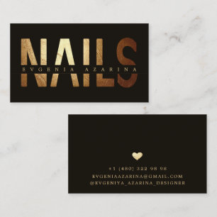 Tarjeta de visita Nail de lujo - Diseño dorado y n