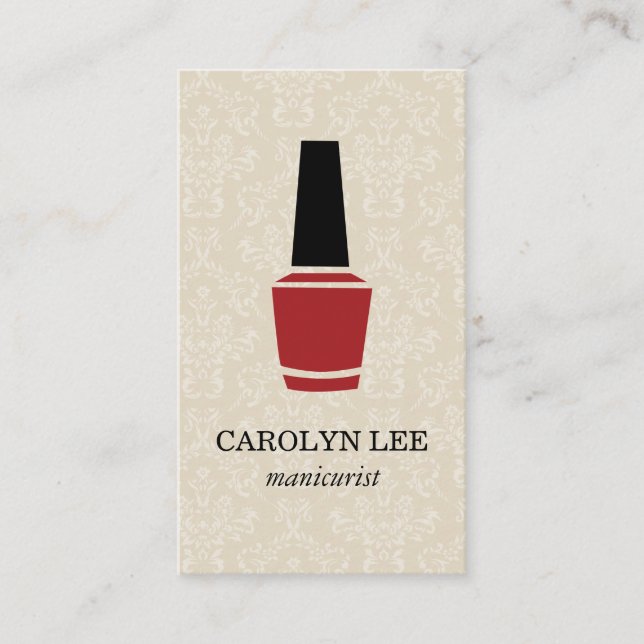 Tarjeta De Visita Nail Poland Elegant Damask (Anverso)