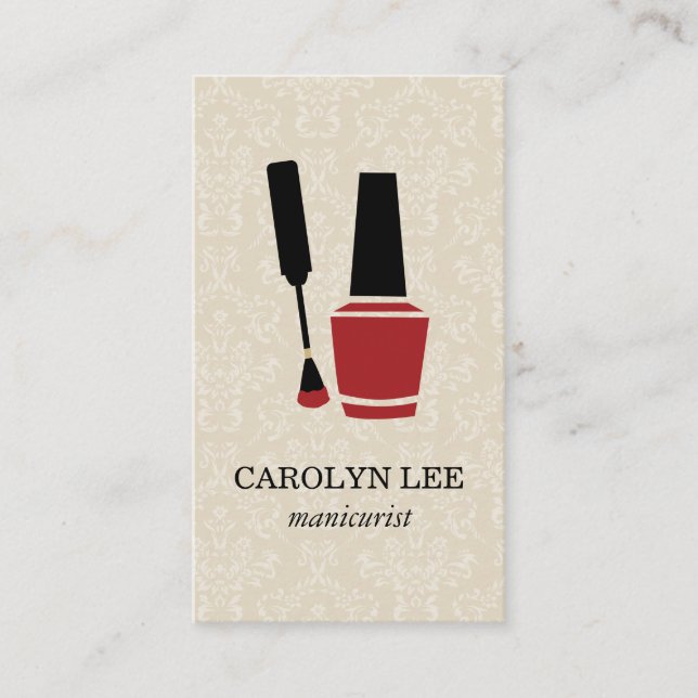 Tarjeta De Visita Nail Poland Elegant Damask (Anverso)