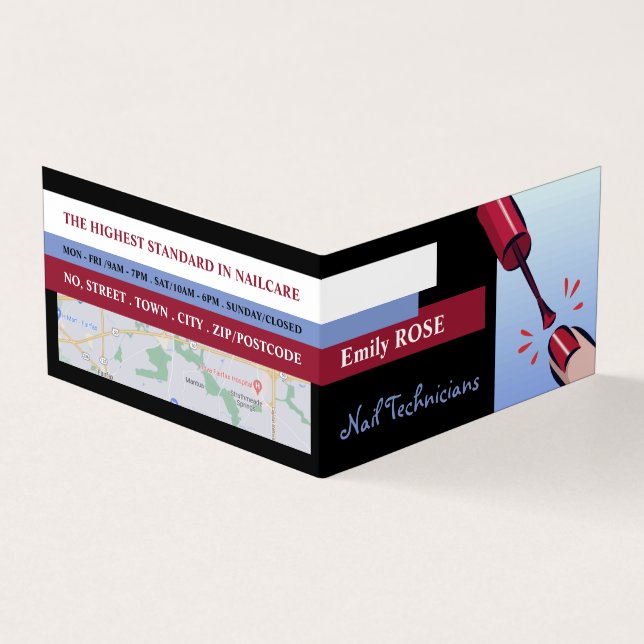 Tarjeta De Visita Nail Poland, Nail Technician, Nail Salon Loyalty (Exterior)