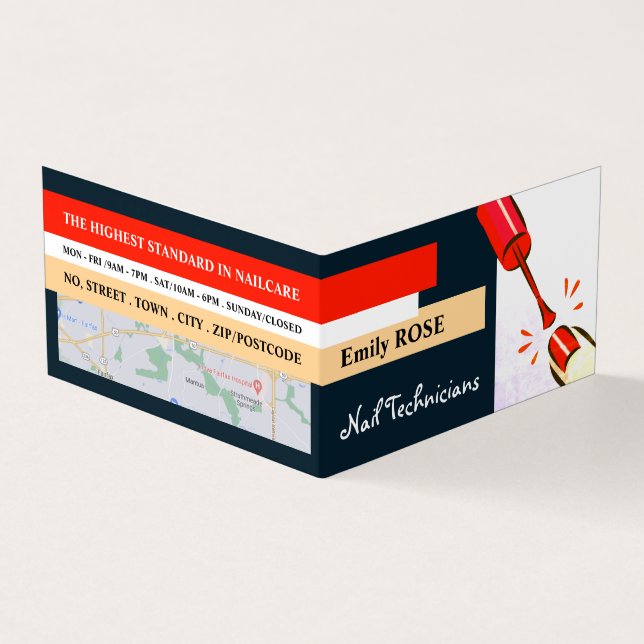 Tarjeta De Visita Nail Poland, Nail Technician, Nail Salon Loyalty (Exterior)