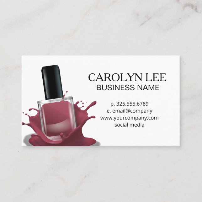 Tarjeta De Visita Nail Poland Splash | Red profunda (Anverso)