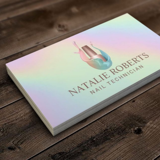 Tarjeta De Visita Nail Salon Botella Polaca Holográfica Manicurista (Subido por el creador)