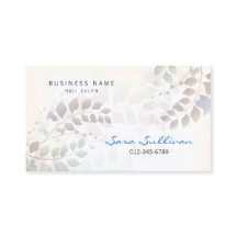 Nail Salon Business Card Pastel Leaves