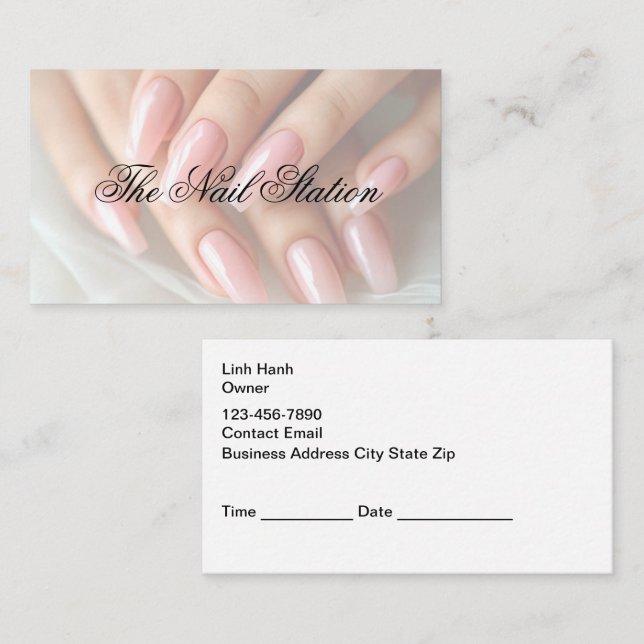 Tarjeta De Visita Nail Salon Classy Appointment Cards (Anverso / Reverso)