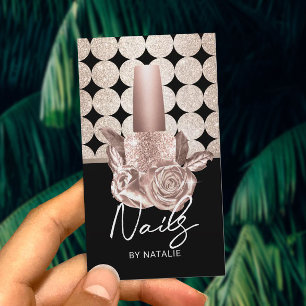Tarjeta De Visita Nail Salon Geometric Gold Manicura de flores polac