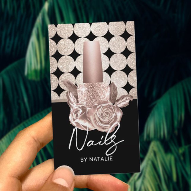 Tarjeta De Visita Nail Salon Geometric Gold Manicura de flores polac (Subido por el creador)