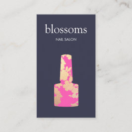 Tarjeta De Visita Nail Salon Gold Purpurina Floral