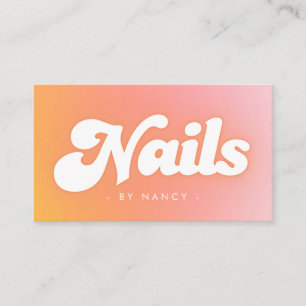 Tarjeta De Visita Nail Salon Groovy Retro Peach