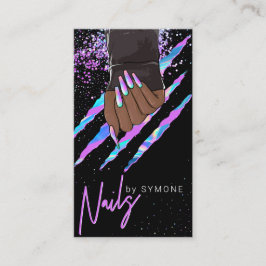 Tarjeta De Visita Nail Salon Holographic Modern Glam Trendy