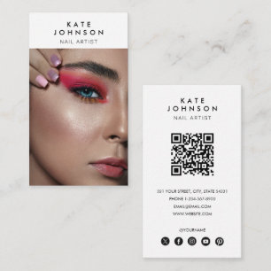 Tarjeta De Visita Nail Salon Makeup Artista Foto Código QR