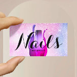 Tarjeta De Visita Nail Salon Manicurista Polaco Purpurina Pastel Mod<br><div class="desc">Nail Salon Púrpura Botella Polaca Manicurista Moderno Pastel Purpurina Tarjetas de Negocios.</div>