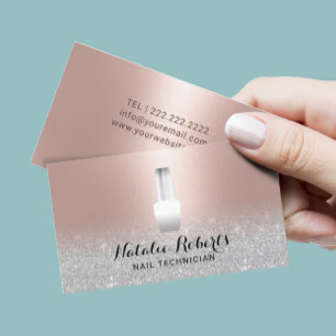 Tarjeta De Visita Nail Salon Manicurista polaco Rosa de oro