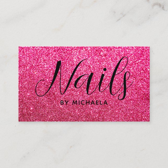 Tarjeta De Visita Nail Salon Moderno Hot Pink Business Card (Anverso)