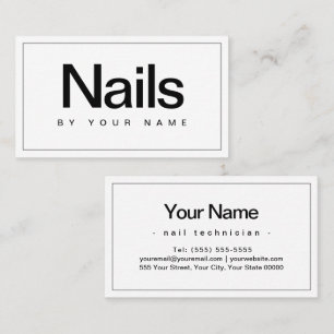 Tarjeta De Visita Nail Salon Nail Technician Plain Minimal
