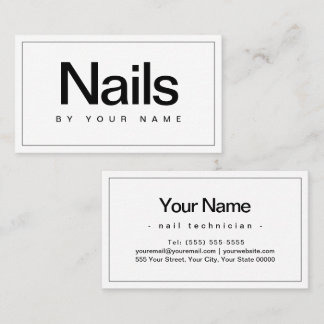 Tarjeta De Visita Nail Salon Nail Technician Plain Minimal