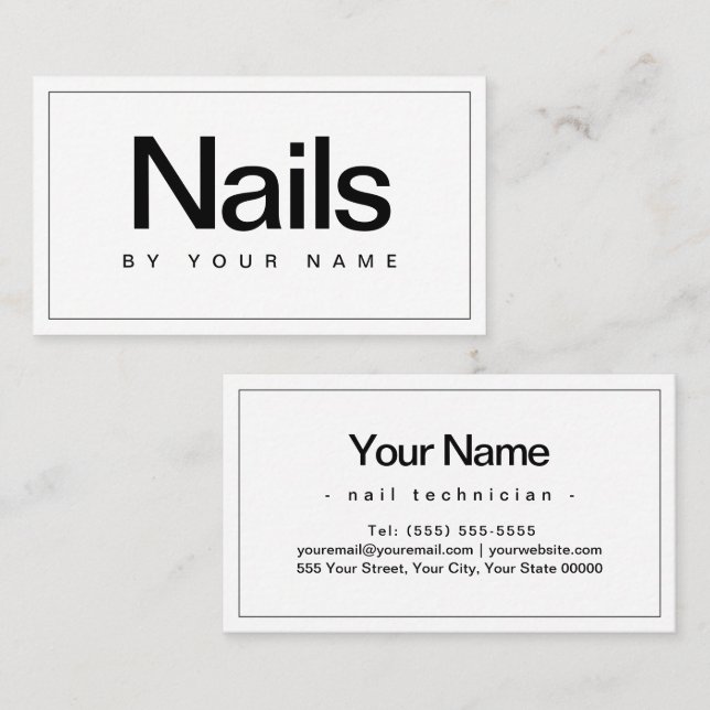 Tarjeta De Visita Nail Salon Nail Technician Plain Minimal (Anverso / Reverso)