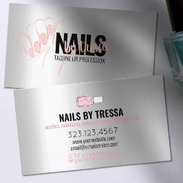 Tarjeta De Visita Nail Salon Platinum Rosa Quartz Rubor Purpurina ro