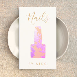 Tarjeta De Visita Nail Salon Purpurina Rosa Manicurista Square Busin