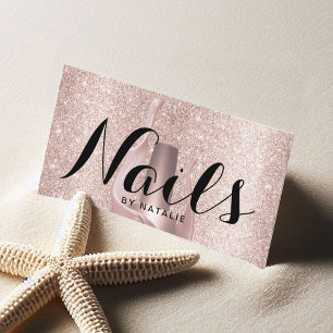 Tarjeta De Visita Nail Salon Rosa de lujo manicurista polaco Gold