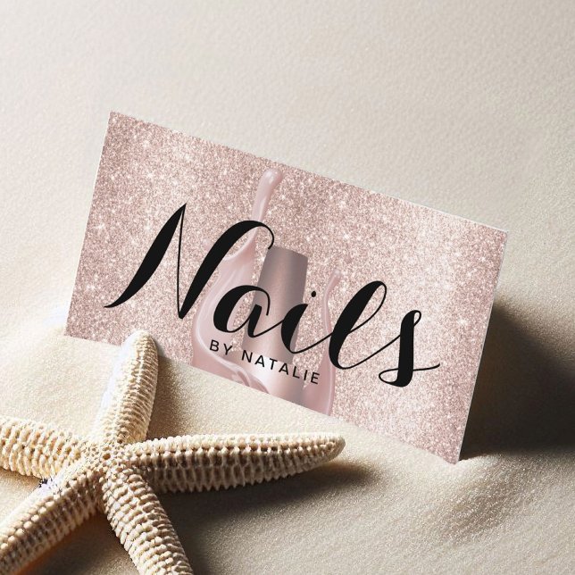 Tarjeta De Visita Nail Salon Rosa de lujo manicurista polaco Gold (Subido por el creador)