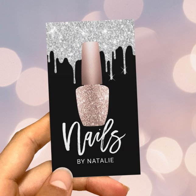 Tarjeta De Visita Nail Salon Rosa Oro Botella Polaca Manicurista (Subido por el creador)